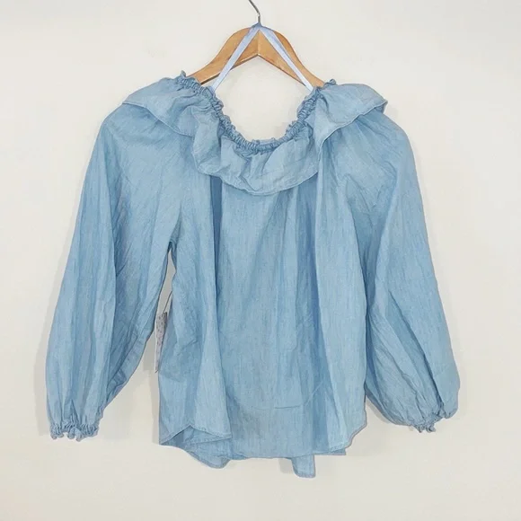 FREE PEOPLE “Lily Of The Valley” Chambray Top NWT Size XS - Picture 5 of 8